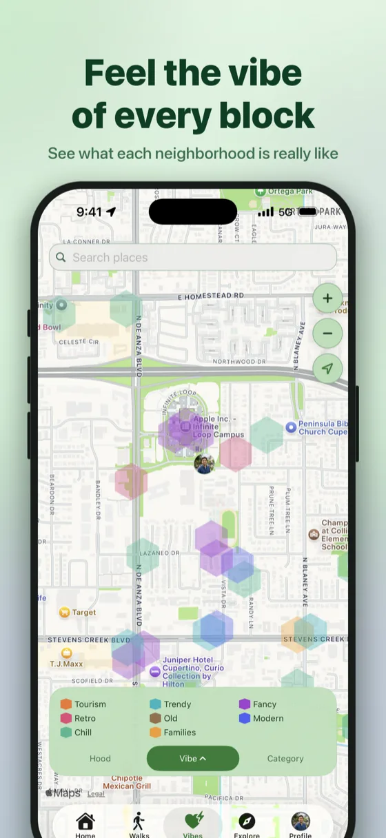 Choose vibe layers for your walk