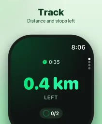 Apple Watch showing remaining walking distance during a tracked walk